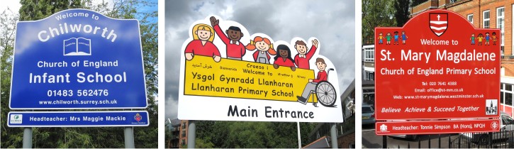 aluminium post mounted wexternal welcome school signs